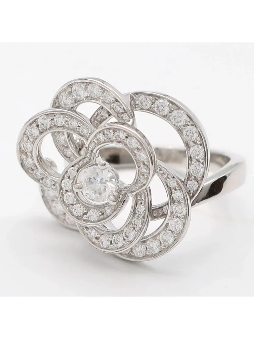 Chanel Ten Ring Camellia Diamond 750 18k White Gold